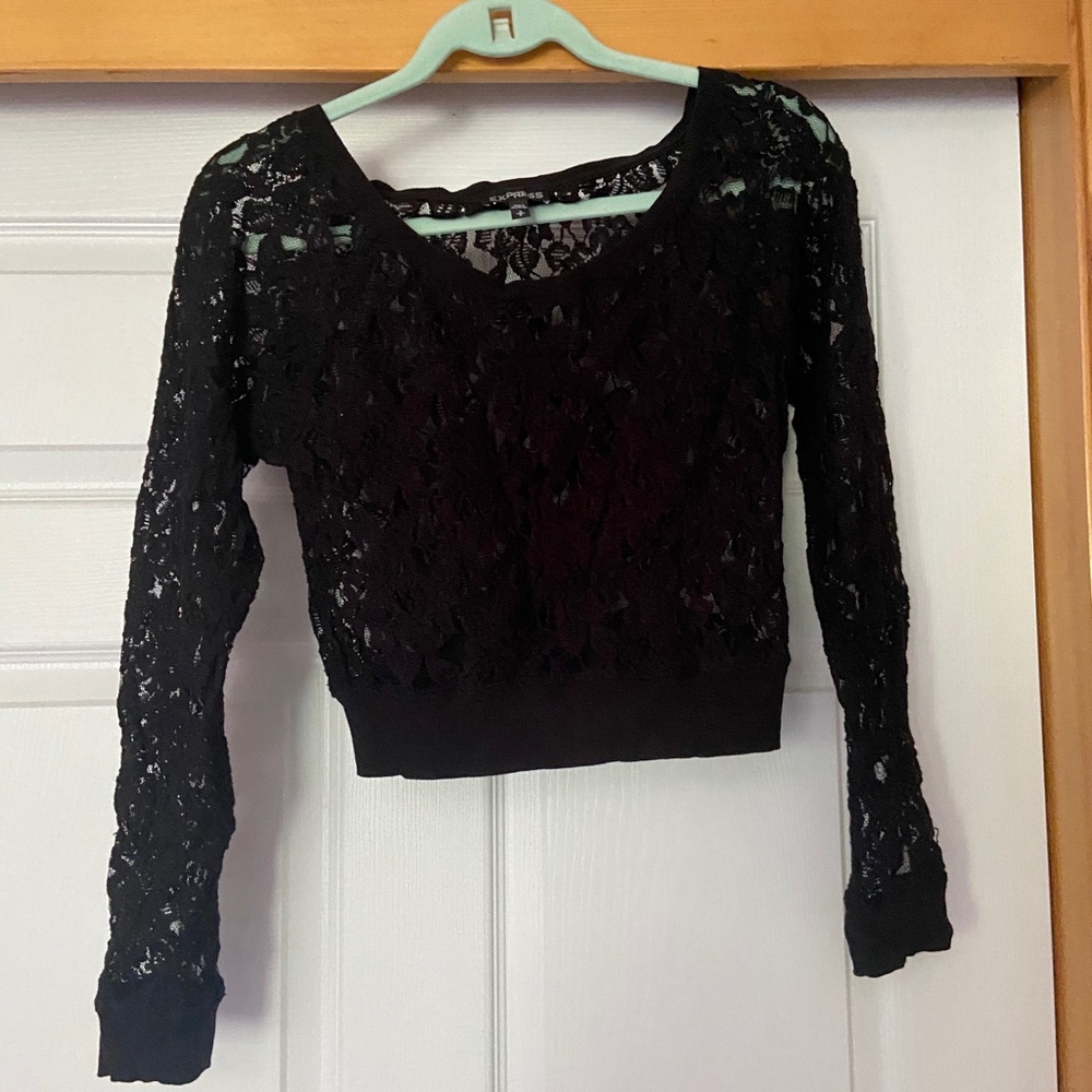 EXPRESS lace cropped long sleeve